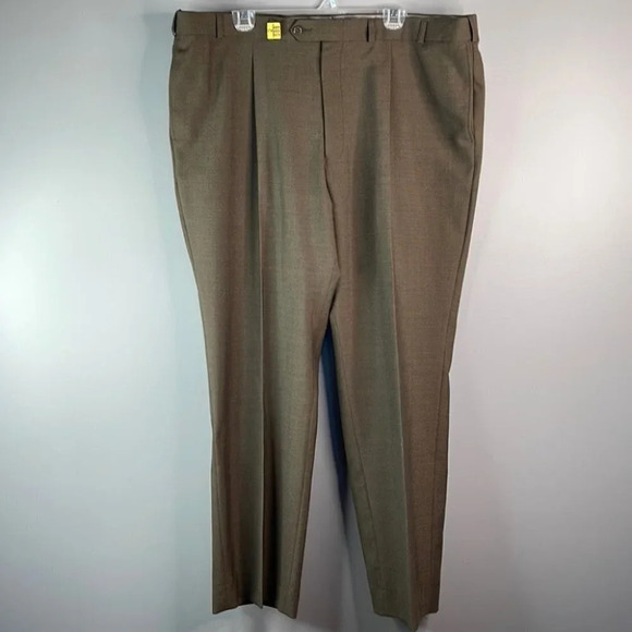 PANTIFINO Mens Wool Blend Pants Brown Trousers Pleat Elastic Panel Waist 44 - Picture 11 of 11